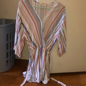 Striped short sleeve romper